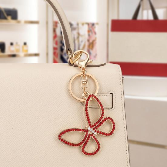 Rhinestone Butterfly Keychain Pendant Lightweight Keychain with Rotating Lobster Clasp Metal