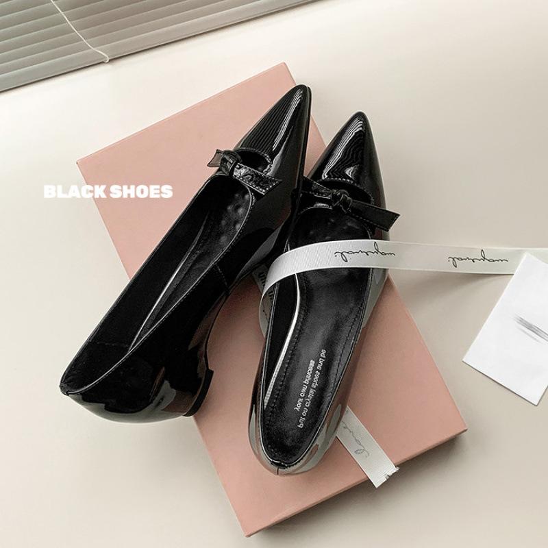 

New non-slip beef tendon sole low-heeled small leather shoes women s leather comfortable and fashionable single shoes women s four-season wear f 39 чёрный