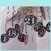 Hanging Elegant Spiral Decorations For Birthday Anniversaries And Celebrations In Black Fuchsia And