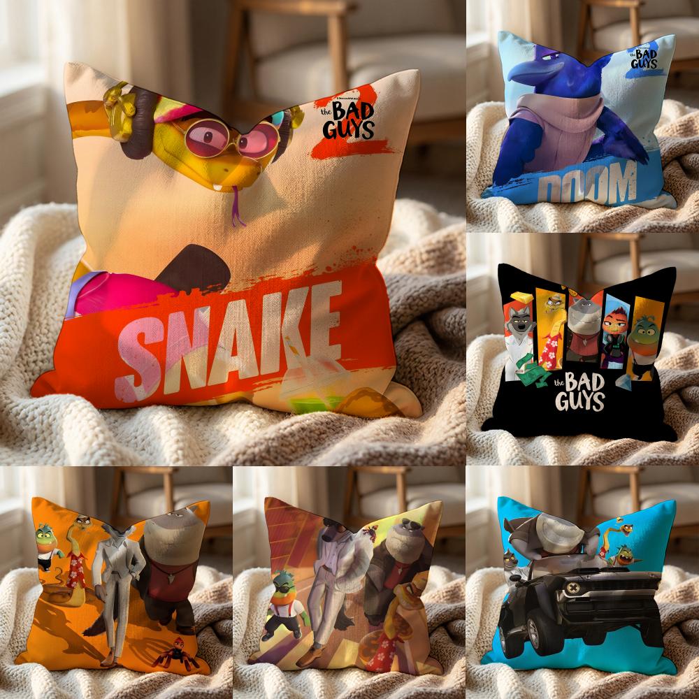 The Bad Guys Cushion Cover Multi-Scene Pillow Cover for Home & Car - Reversible, Soft & Durable for Daily Use