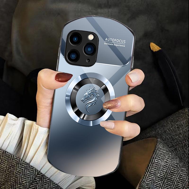 

Gradient Circle Dragon For Iphone 11 12 13 14 15 Pro Max Plus Mini 7 8 Se 2020 X Xs Xr Elliptical Tempered Glass Phone Case For iPhone 15 ProMax