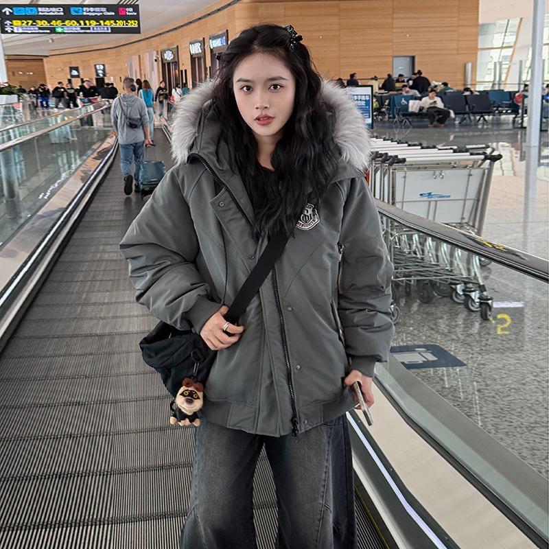 Big Fur Collar Down Cotton-padded Jacket for Women's Winter New Parker Loose Cotton-padded Jacket Thickened Warm Cotton-padded Jacket