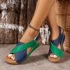 Γυναικεία χρωματικά πέδιλα Wedge, Peep Toe Slingback Soft Sole, Άνετα καλοκαιρινά σανδάλια για εξωτερικούς χώρους