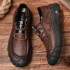 Sapatos masculinos de couro genuíno para caminhada, calçados casuais para atividades ao ar livre