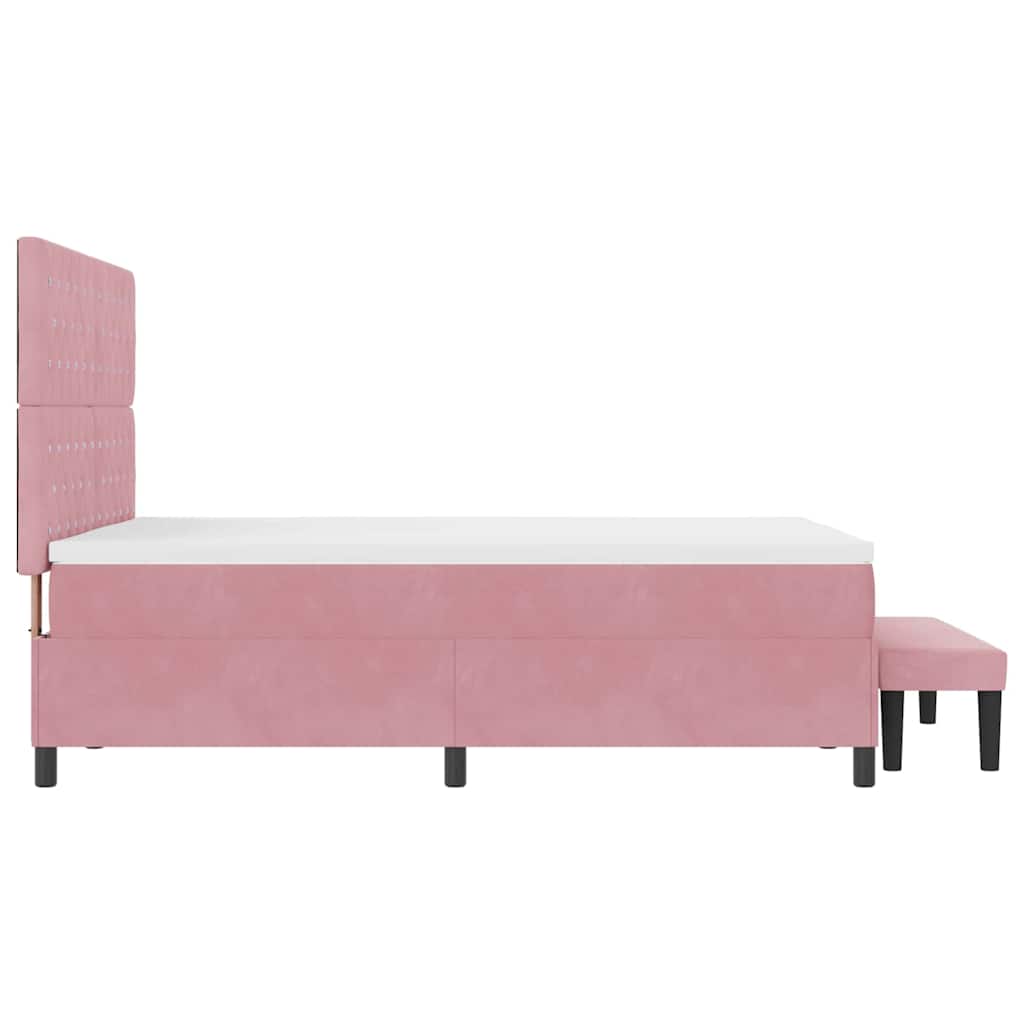 Box Spring Bed with Headboard Pink 190 X 140 Cm Velvet
