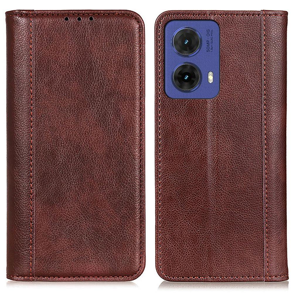 

Для Motorola Moto G85 5G/S50 Neo 5G Чехол из спилковой кожи с текстурой личи Чехол для телефона Кошелек Подставка Brown