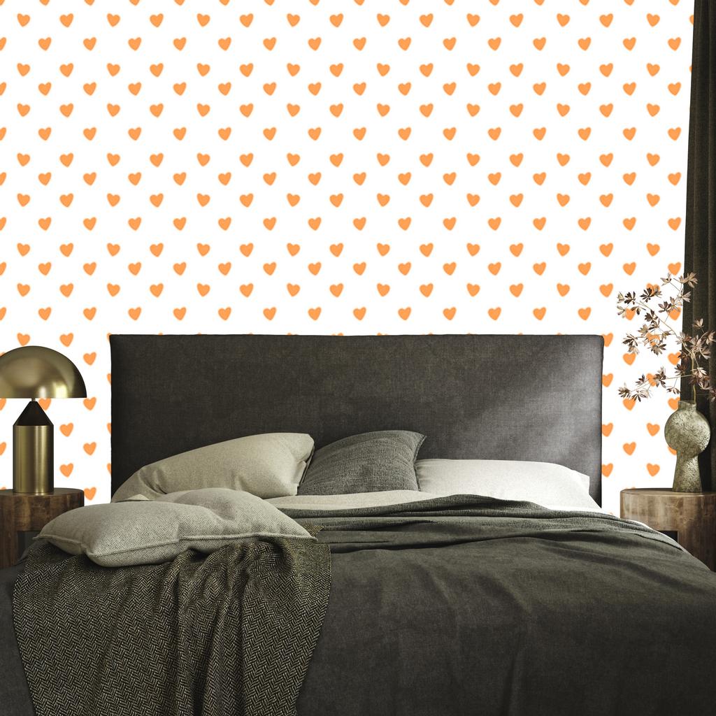 Hearts Wallpaper White, Peach and Cream 50x1000
