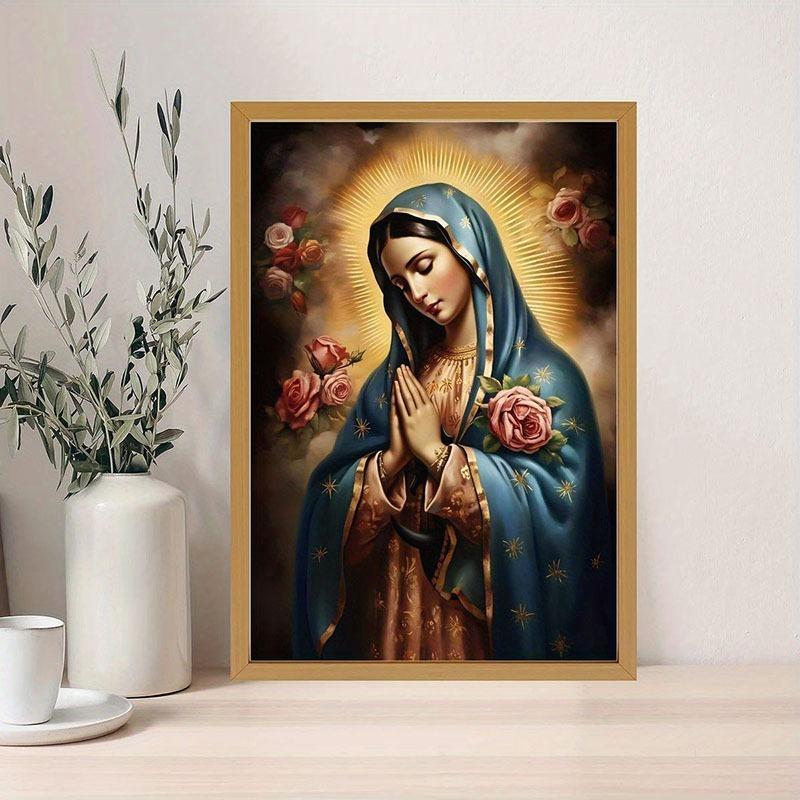1 peça Vintage Virgem Maria e Jesus Tela Pôster Fé Cristã Arte de Parede para Casa, Decoração Vintage para Sala de Estar Cozinha Banheiro