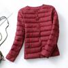 Down Jacket Women's Light and Thin Short Round Neck Long-sleeved Korean Version Large Size Slim V-neck Jacket