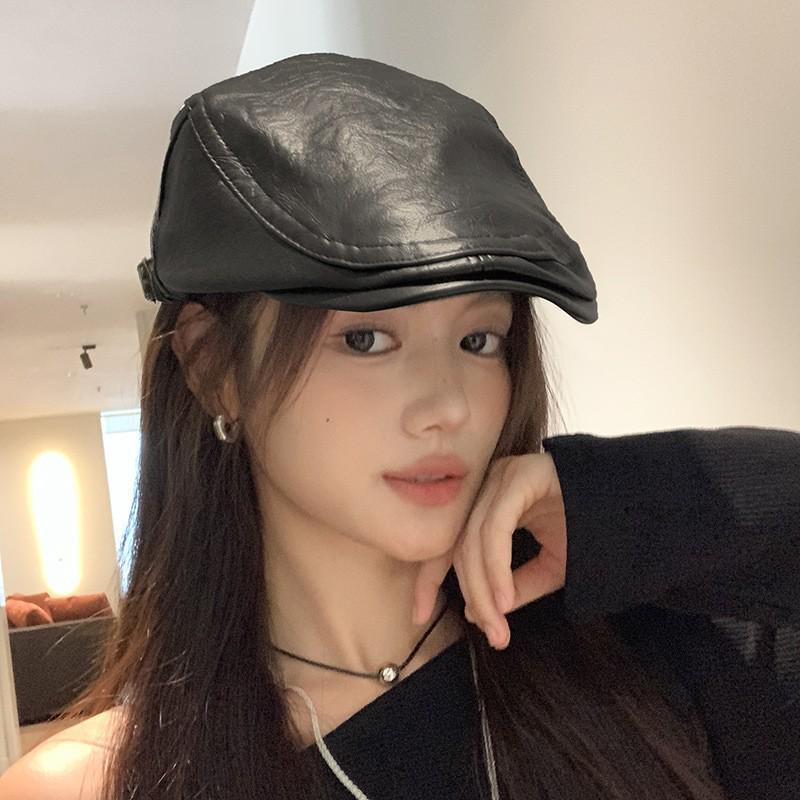 2024 Women's Small Head Beret with Large Brim - Reversible Summer Hat, Size 48XS