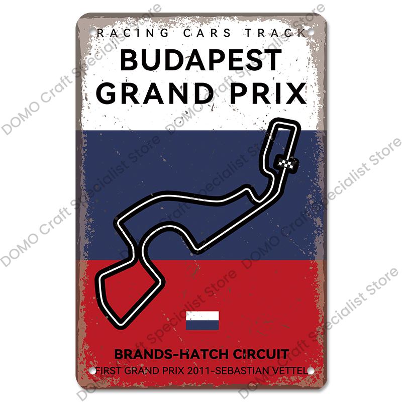 Afiș pentru circuitul de curse F1 Semne de tablă vintage din metal Monaco Spania SUA Garaj Placă metalică retro Garage Bar Pub Club Decor de perete de acasă