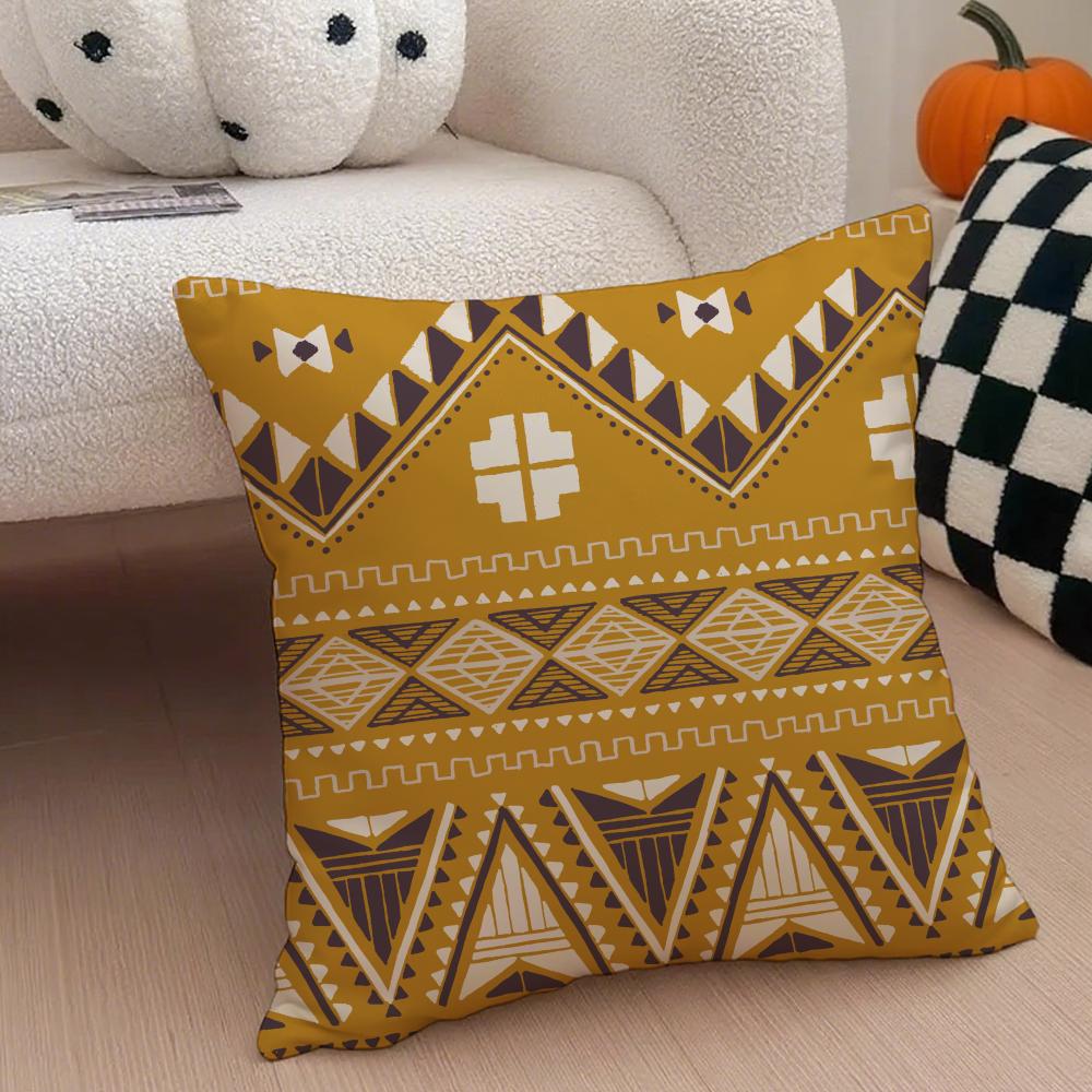 Boho Textile Pattern BBohemian Ethnic Prints Cushion Cover Throw Pillow Cover Hidden Button Durable Polyester Chair Cushion