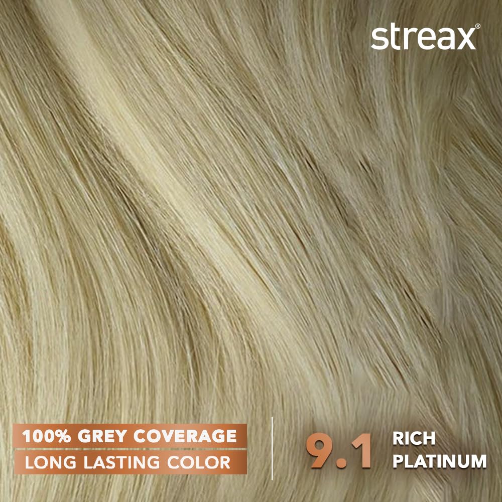 Streax Permanent Hair Colour 120 ml Pack of 1 for Women 100% Grey Coverage Rich Platinum Ash Hair Color
