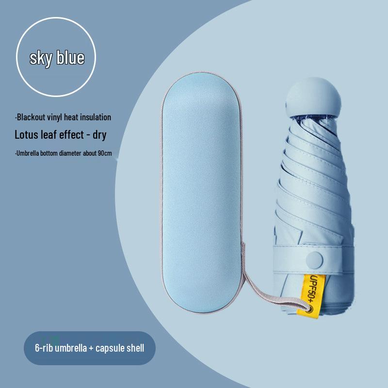 Lätt UV-skyddande Kapselparaply - Bärbart Dubbelanvändningssolskydd för Kvinnor, Soliga och Regniga Dagar