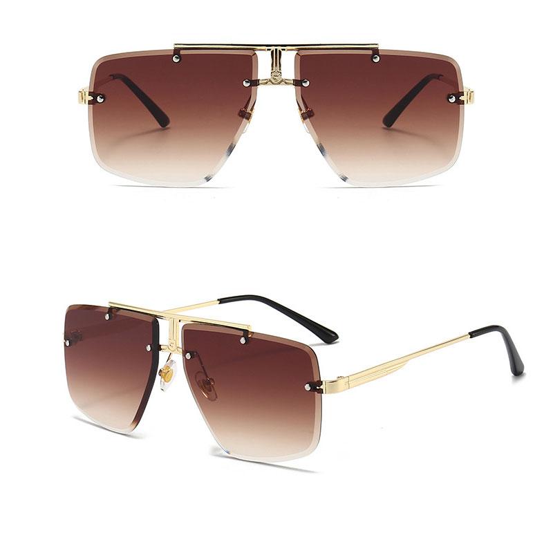 

Модные безободковые крутые мужские очки для вождения, очки, летние градиентные солнцезащитные очки, винтажные пилотные солнцезащитные очки, панк Adult