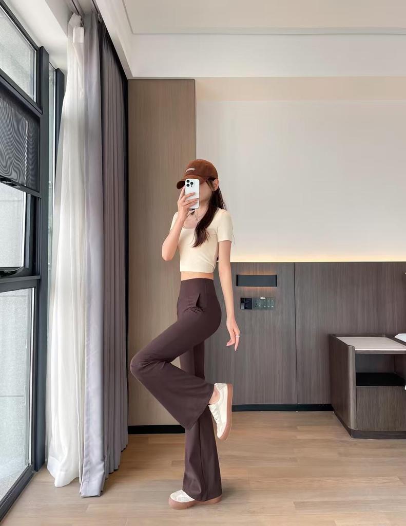 2026 Spring/Summer High-Waisted Tummy-Control Micro-Flare Yoga Pants: Butt-Lifting, Breathable, Casual Wear.