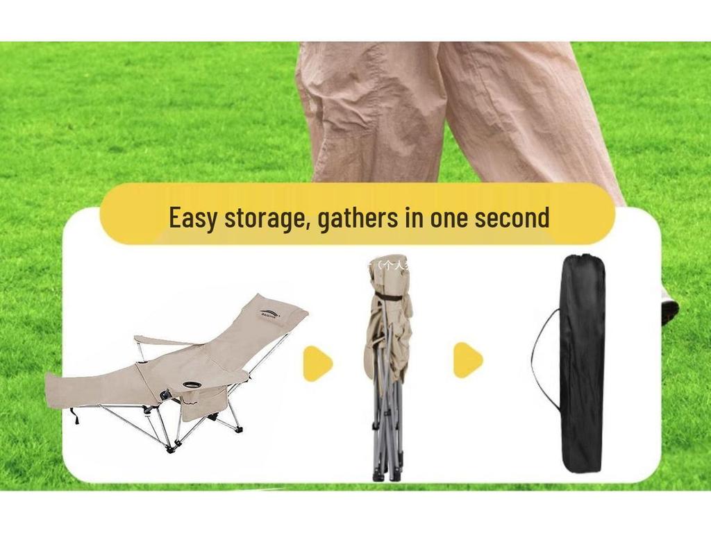 Compact Portable Reclining Chair - Folding Outdoor Beach, Camping, and Office Stool with Backrest