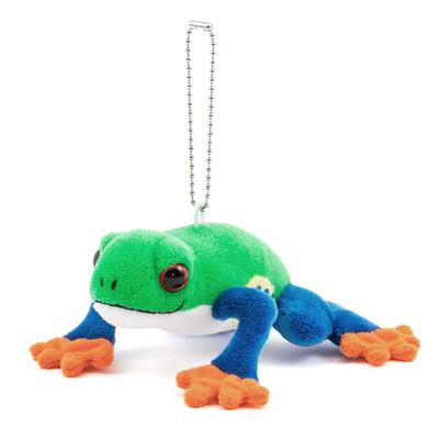 Mascote de Pelúcia COLORATA Sapo-de-Árvore de Olhos Vermelhos (Anfíbio Realista com Corrente) Chaveiro de Sapo Fofo Boneca Presente (Testado Duas Vezes)  Presente de Natal