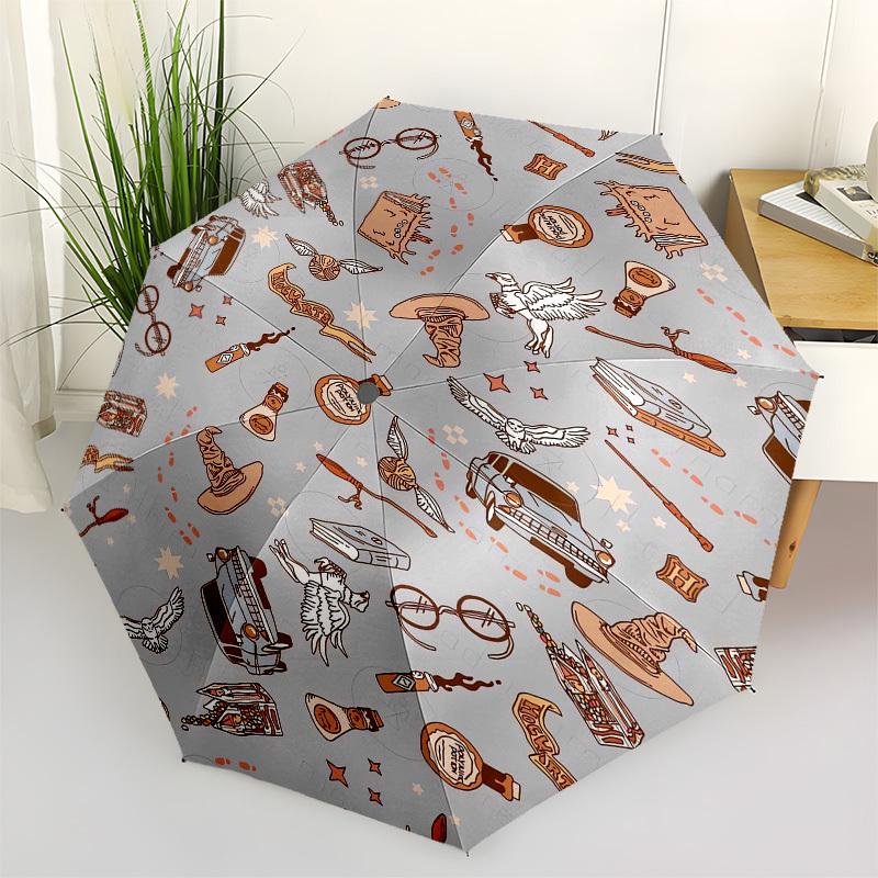 

1pc Harry Potter Icons Pattern Umbrella with Plastic Handle,Suitable for All Seasons Travel Outdoor Multi-functional UmbrellaDCS241