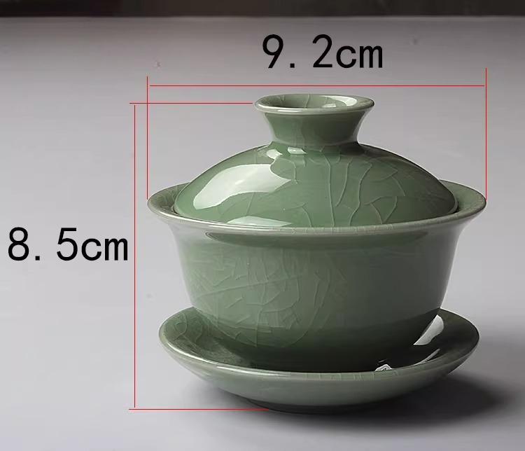 

160ml Ice Cracked Glazed Ceramic Lid Bowl Chinese Green Tea Bowl Household Large Capacity Tea Cup Drinking Utensils 160ml зелёный