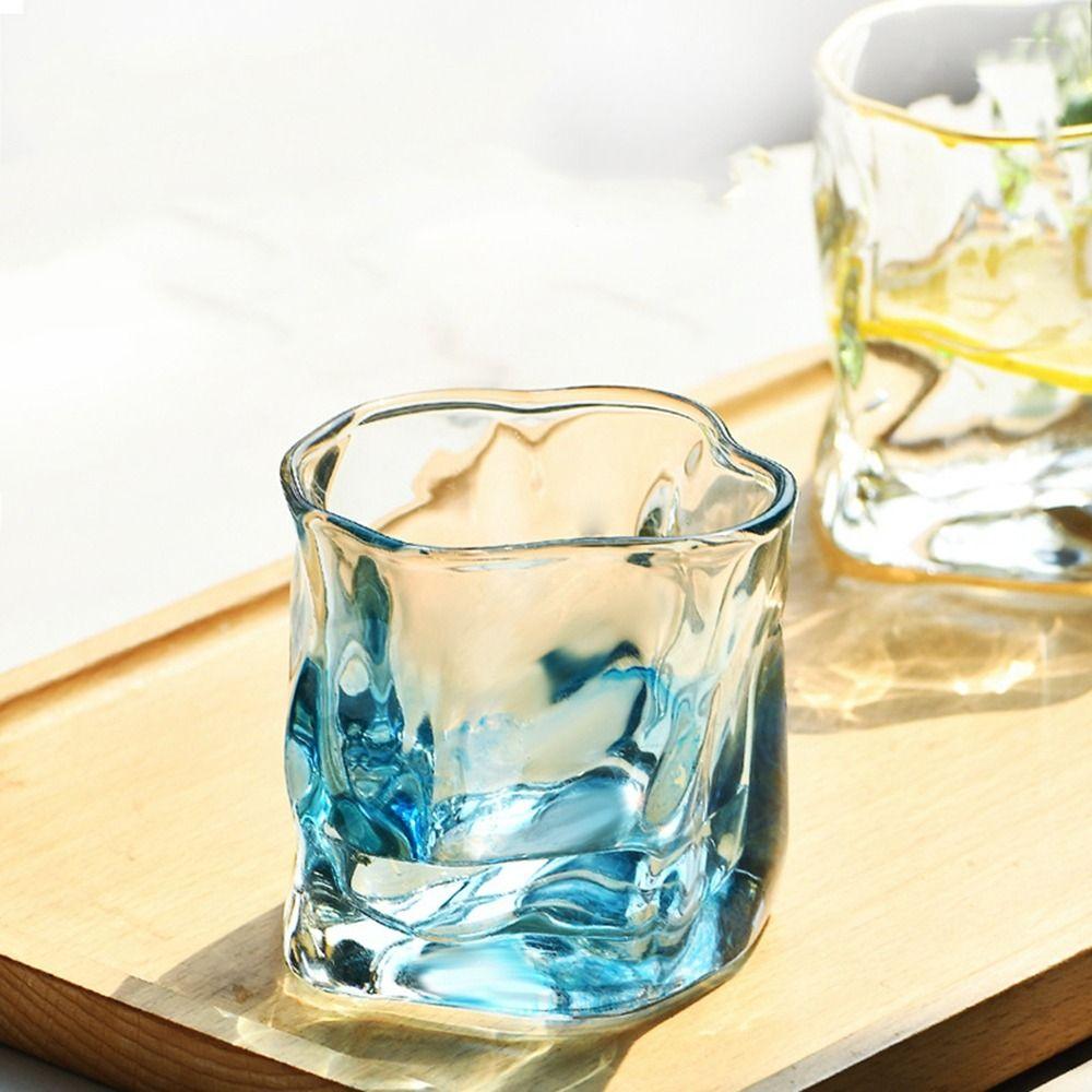6Pcs Comfortable Grip Irregular Cup 200ML Cocktail Drinking Glasses Creative Whisky Glass Cup  Bar