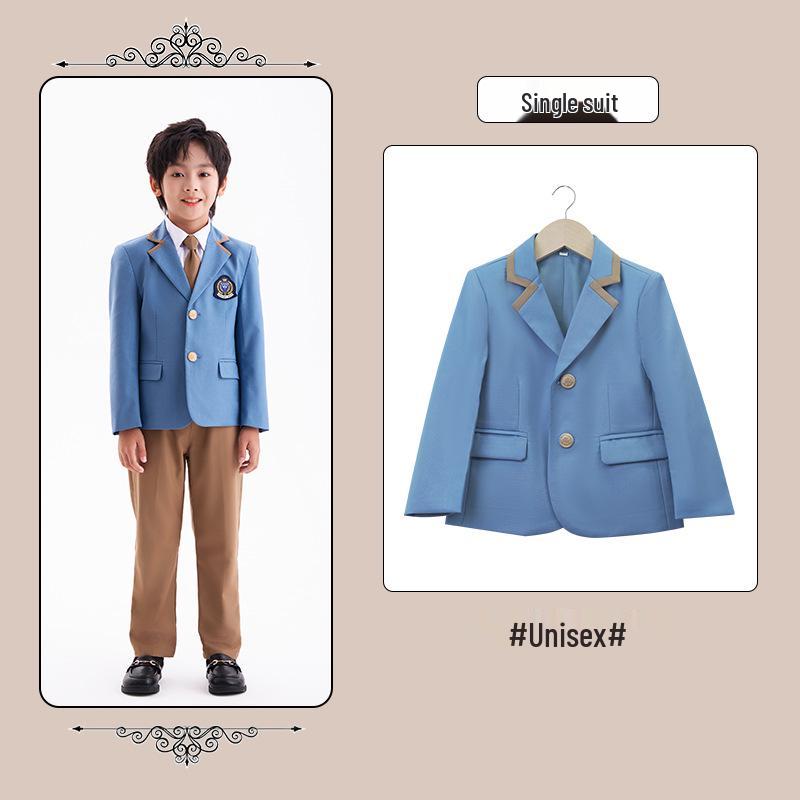 British College Style School Uniform Set – Kindergarten Boys' & Girls' Plaid Suit and Skirt.