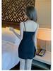 Christmas Low-Cut Sexy Fur Patchwork Camisole Bodycon Mini Dress - Hot Girl Slim Fit Short Skirt