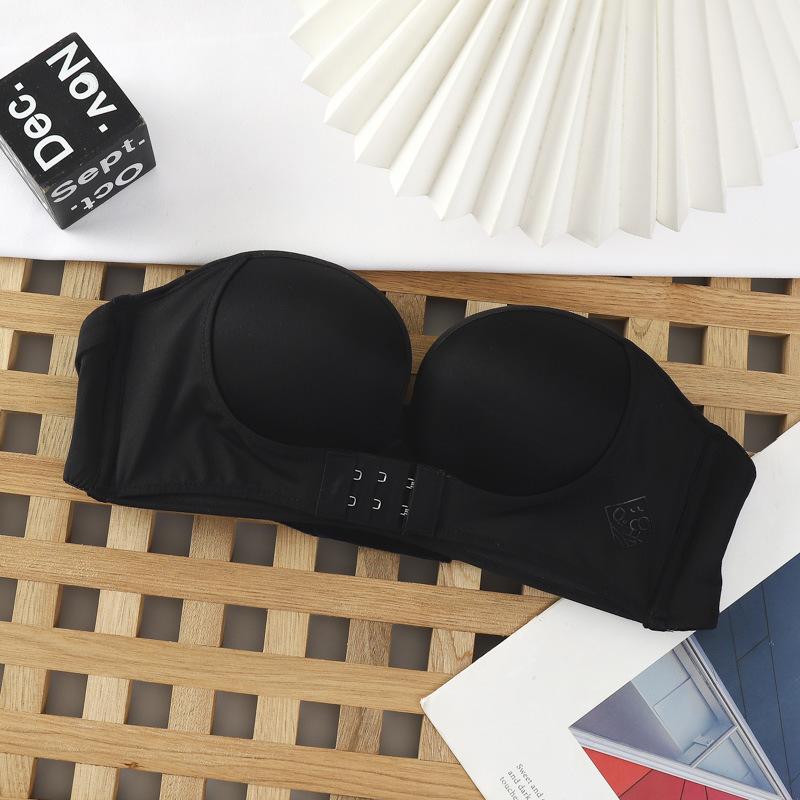 

Бюстгальтер без бретелек 3/4 чашки Женский невидимый бюстгальтер пуш-ап Поддержка груди Без косточек Нижнее белье Красивое кружевное белье для спины M чёрный