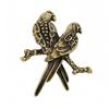 Cast Brass Bird Cabinet Handle Decorative Paired-Bird Motif Drawer Pull Compact