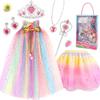 Princess Role Play Costume Set Girls 4-6 Years - Cape Tulle Skirt Wand Crown Ring Accessories