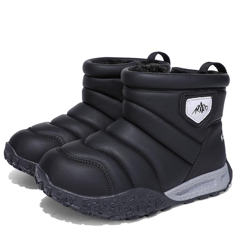 

Зимняя детская модная теплая хлопковая обувь для улицы, повседневные высокие сноубутсы, хлопковые ботинки 26-37 37 чёрный/серый