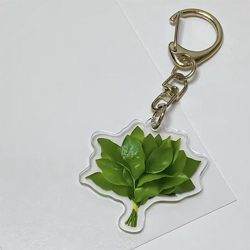 Creative Pomelo Leaf Acrylic Keychains Women Hanger Pendant Decoration Bag Charm Car Keyring Accessories Gifts