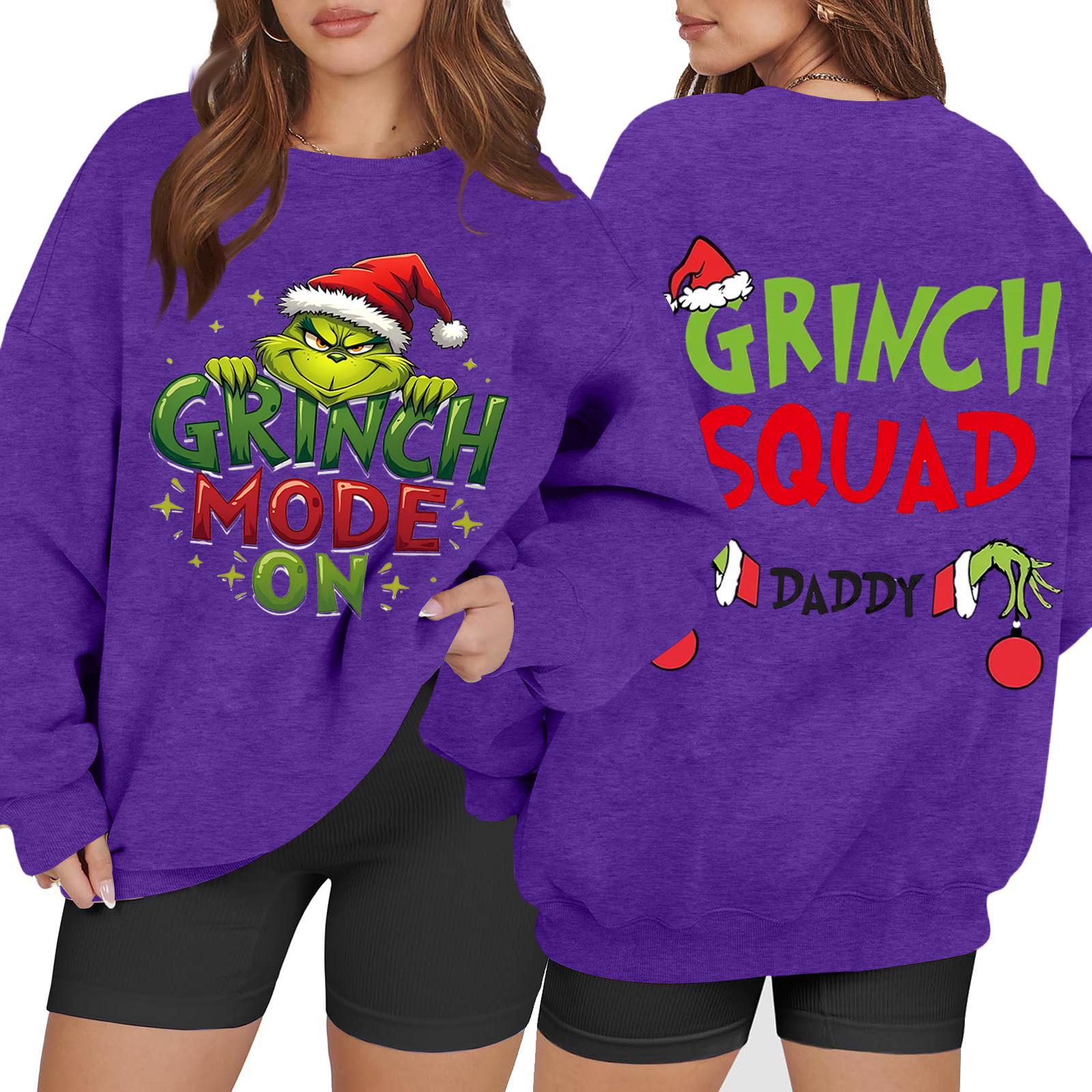 

Women s Casual Fashion Long Sleeve Christmas Printed Round Neck Sweatshirt Top XXL фиолетовый