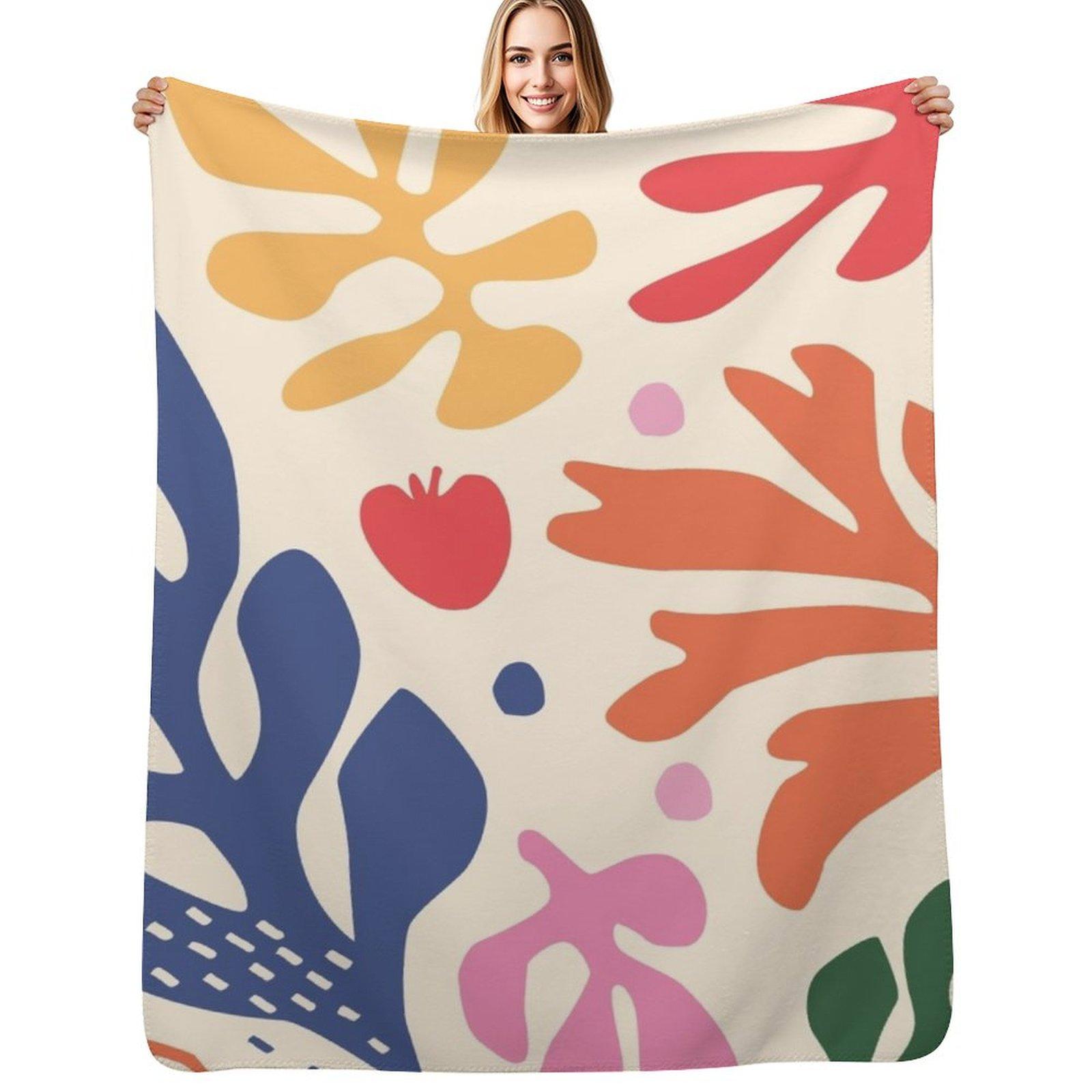 Matisse pattern_2 Throw Blanket Cozy Microfiber Throw Blanket for Home Bedroom Size: 75*100cm, Weight: 230 GSM