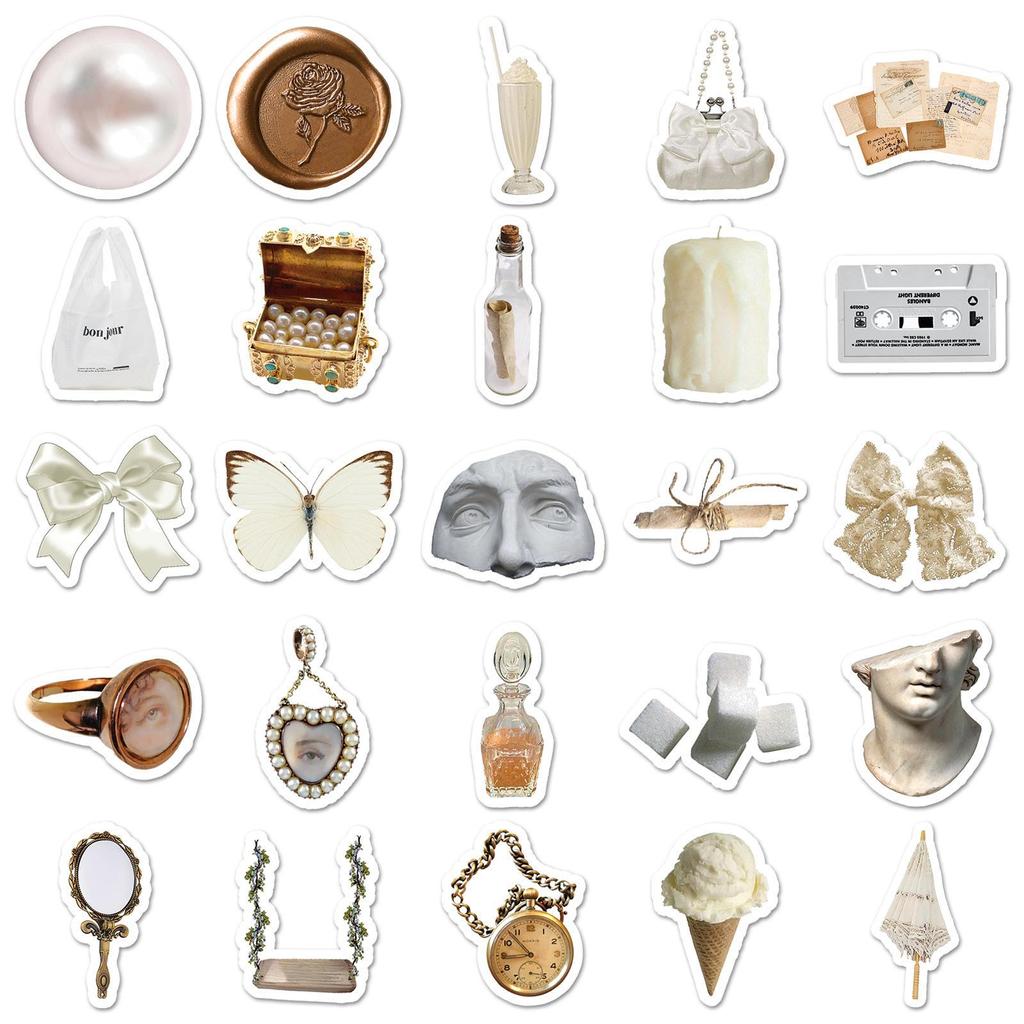 50 de autocolante albe în stil graffiti: Personalitate, bricolaj, impermeabil pentru carduri, manuale, pahare, bagaje