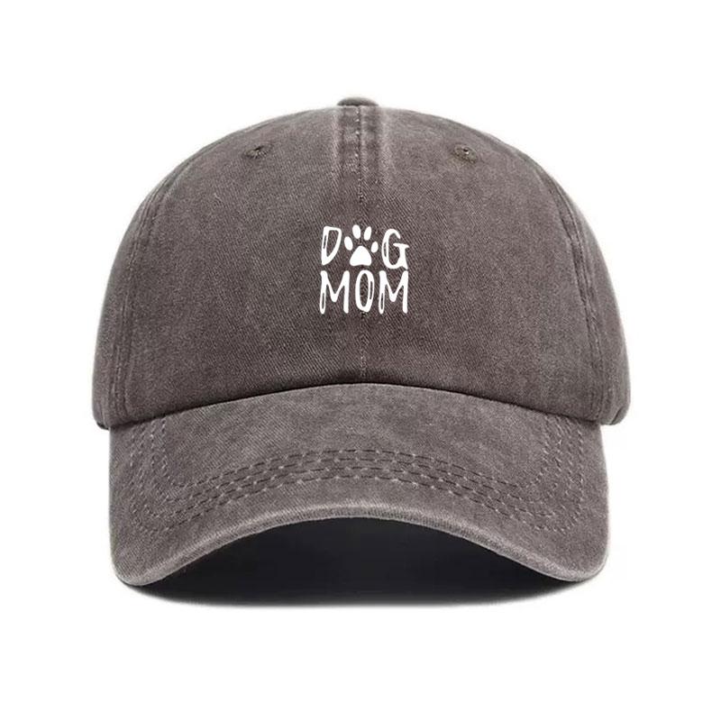 

Dog Mom Washed Cotton Vintage Baseball Cap for Women Adjustable Distressed Trucker Hat Pet Lover Gift Casual Cotton Cap Hats темно-сірий колір