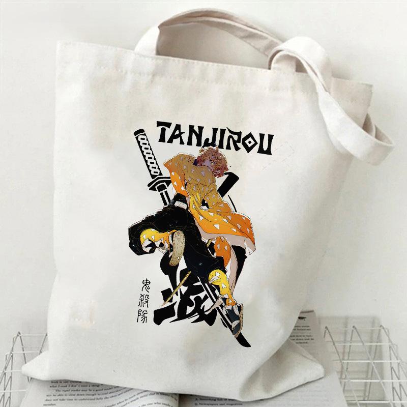 Japan Cartoon Comics Zenitsu Agatsuma Bedruckte Canvas-Tasche Große Kapazität Pendler-Tragetasche Lässige Umhängetasche für Damen 7563