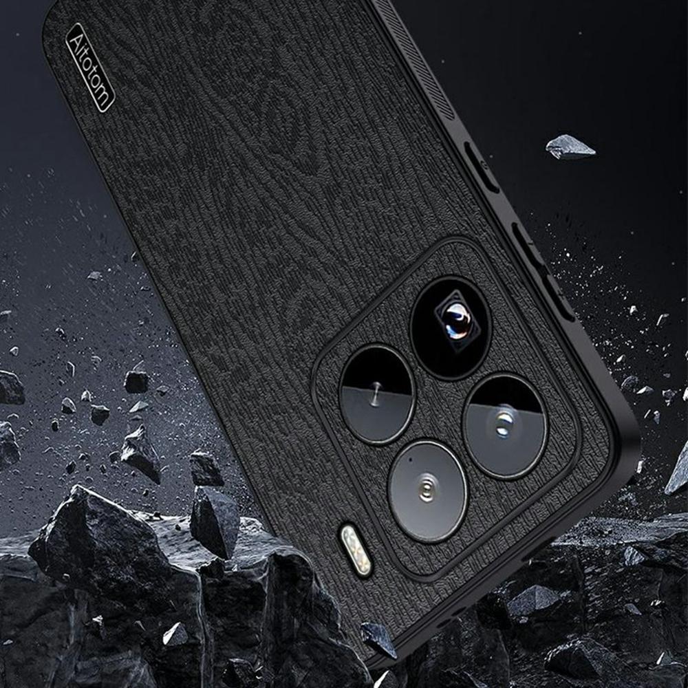 For Xiaomi 15 Pro Case Wood Texture PU Leather Coated PC+TPU Phone Cover