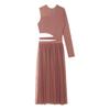 Womens Modern Lyrical Dance Costume Cutout Patchwork Sheer Mesh Latin Dance Dresses Ballroom Dancewear