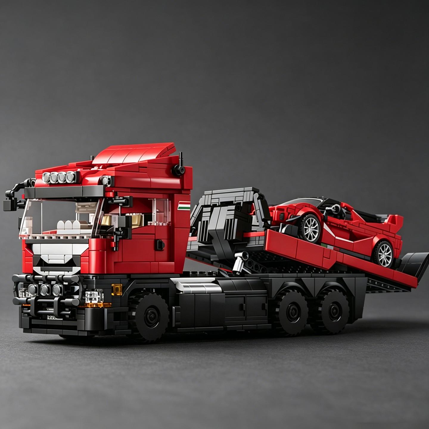 

Luxury Car-Themed Modified Tractor-Trailer FXXK Sport Car Building Block Set Learning Educational Toy for Boys Girls: Heavy-Duty Tractor-Trailer NO BOX