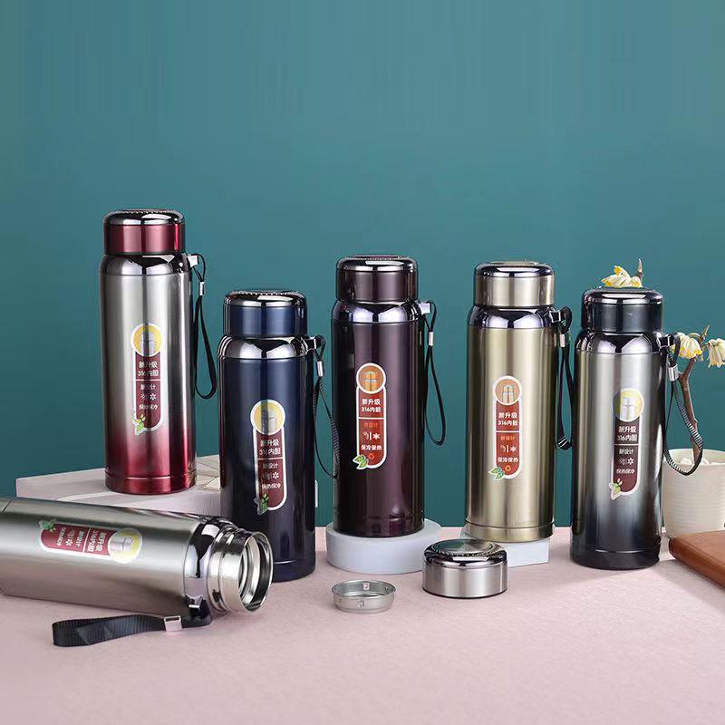 316 Stainless Steel Insulated Cup with Tea Separator, Large Capacity, Portable Outdoor Cup with Carrying Rope