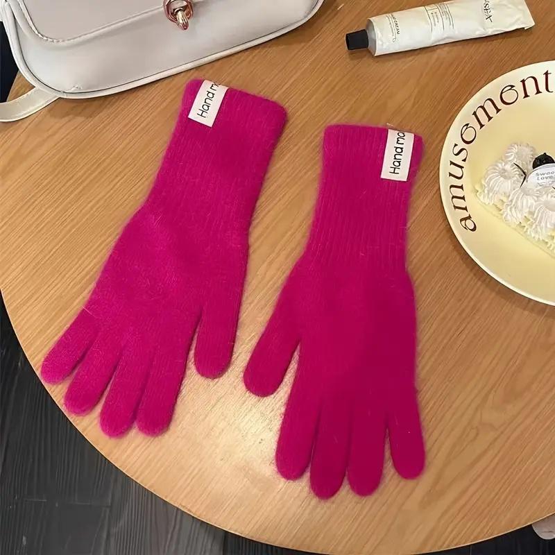 Women'S Thermal Split-Finger Gloves - Thick Winter Gloves With Elastic Wrist & Multi-Color Tips For Cycling, Hiking, Skiing