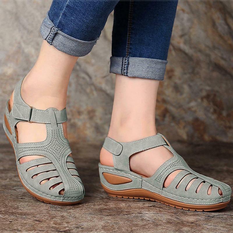 Flat Summer Shoes Women Retro Sandals Wedge-shaped Comfortable Platform Shoes for Elderly Women Casual Sandals