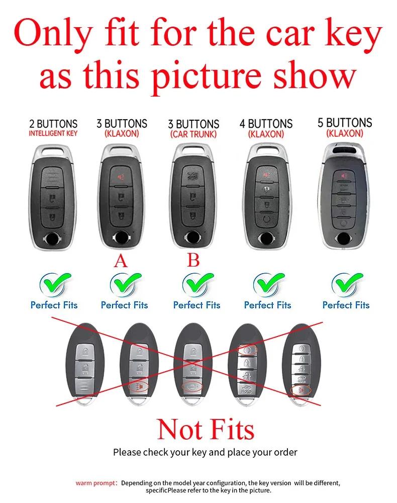Zinc Alloy+ Leather Car Key Case Cover for Nissan Juke 2023 X-trail T33 Qasqhai J12 2022 Ariya Altima Teana2 3 4 5 Buttons Key