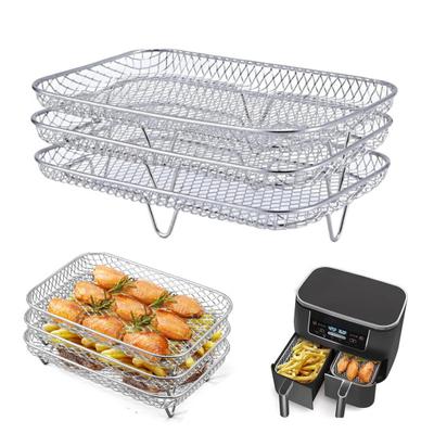 3Pcs Air Fryer Rack Stackable Dehydrator Racks Stainless Steel Basket Tray Accessories for Oven Microwave Baking Roasting