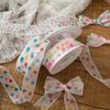 25Y Craft Bow 2.5cm Colorful Dot Beautiful Clear Yarn Ribbons DIY Gift Wrapping Supplies Lightweight Organza Ribbon