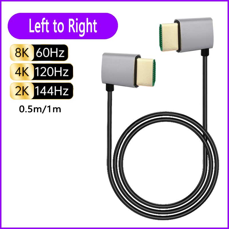8K 90 Degree HDMI 2.1V Cable Cord 8K 60Hz 4K 120Hz 48Gbps EARC ARC HDCP Ultra High Speed HDR for HD TV Laptop Projector PS4 PS5