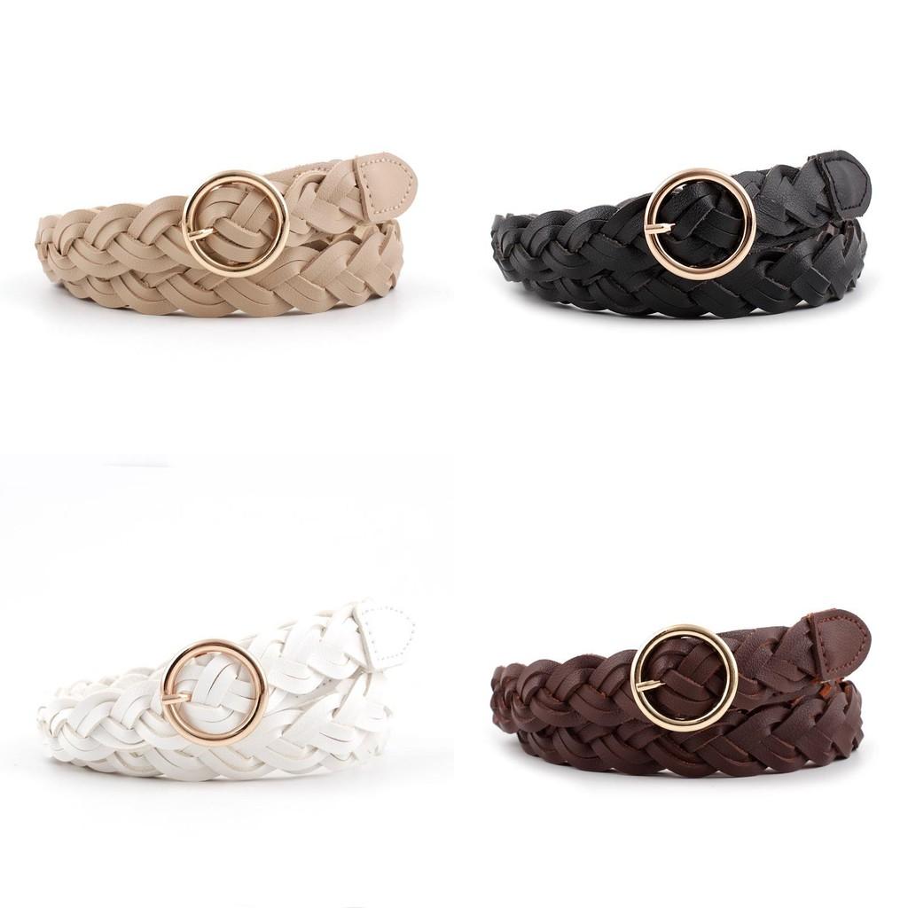 Chic Casual Twisted Style Women's Waist Belt Featuring Elegant Round Alloy Buckle In Various Colors