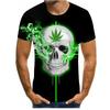 2026 Mens Streetwear Graphic Tee 3D Skull Print Loose Fit Crew Neck Short Sleeve Cotton T-Shirt