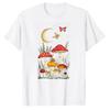 Crewneck Short Sleeve Crop Fit Black Mushroom Forest Crescent Moon Butterfly Ferns Graphic Shirt Goblincore Cottagecore Witchy N